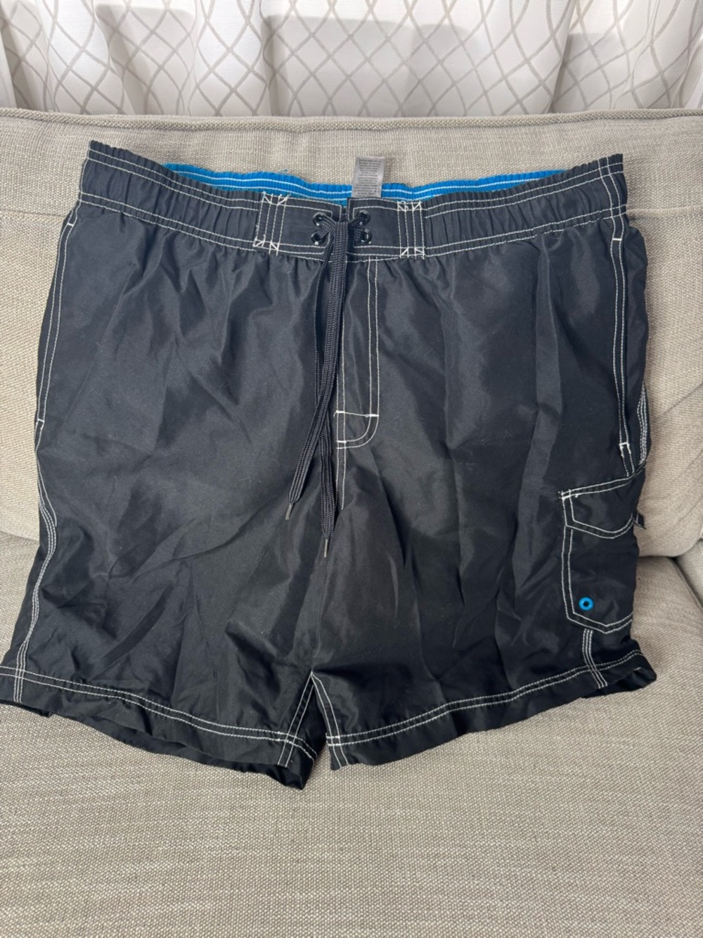 Champion Black Swim Trunks with Blue Waistband Accent